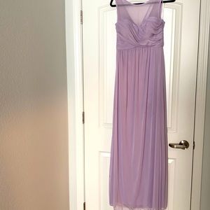 David’s Bridal lilac long bridesmaid dress